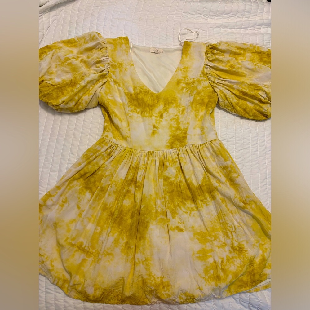Good People Design G.P.D. Puff sleeve tie dye V-neck fit & flare dress Medium